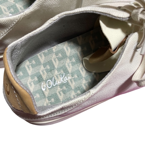 Olu Kai 10 White Canvas Sneakers Textile Rubber Outer Sole - Picture 5 of 7